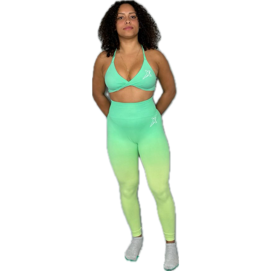 Legging bicolore vert/jaune