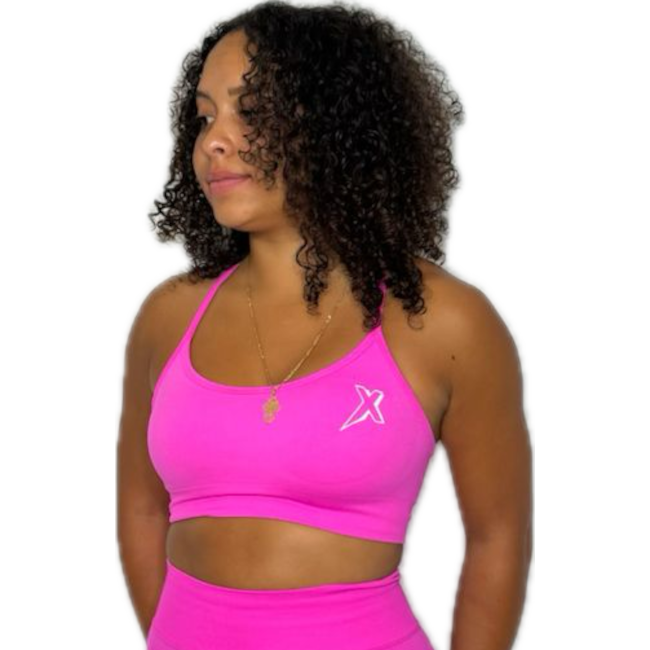 Brassière col rond rose